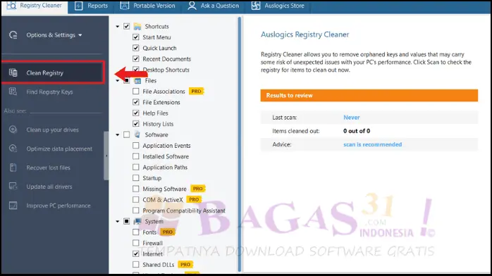 Download Auslogics Reg Cleaner Bagas 31